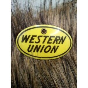 Vintage RARE 2.5"  Plastic Antique Western Union BADGE employee collectible Clip